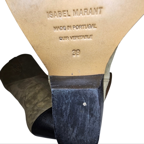 Isabel Marant Denvee Cowboy Boots - Women's Size 39 - Knee High Taupe Suede - Picture 9 of 14